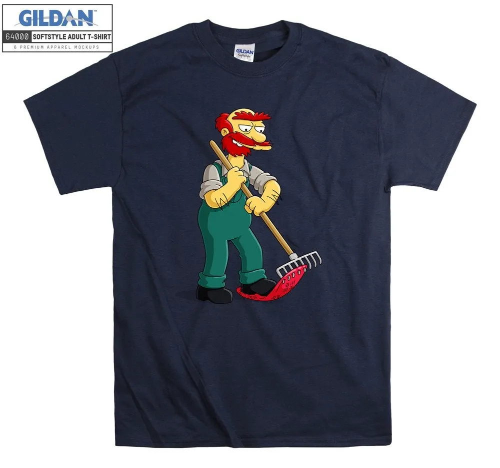 Inktee Store - The Simpsons Groundskeeper Willie Harrow T-Shirt Image