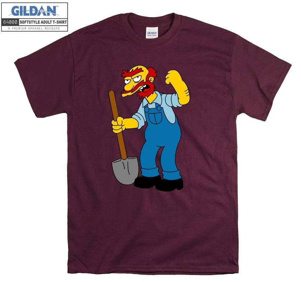 Inktee Store - The Simpsons Groundskeeper Willie Shovel T-Shirt Image