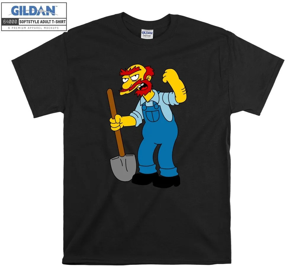 Inktee Store - The Simpsons Groundskeeper Willie Shovel T-Shirt Image