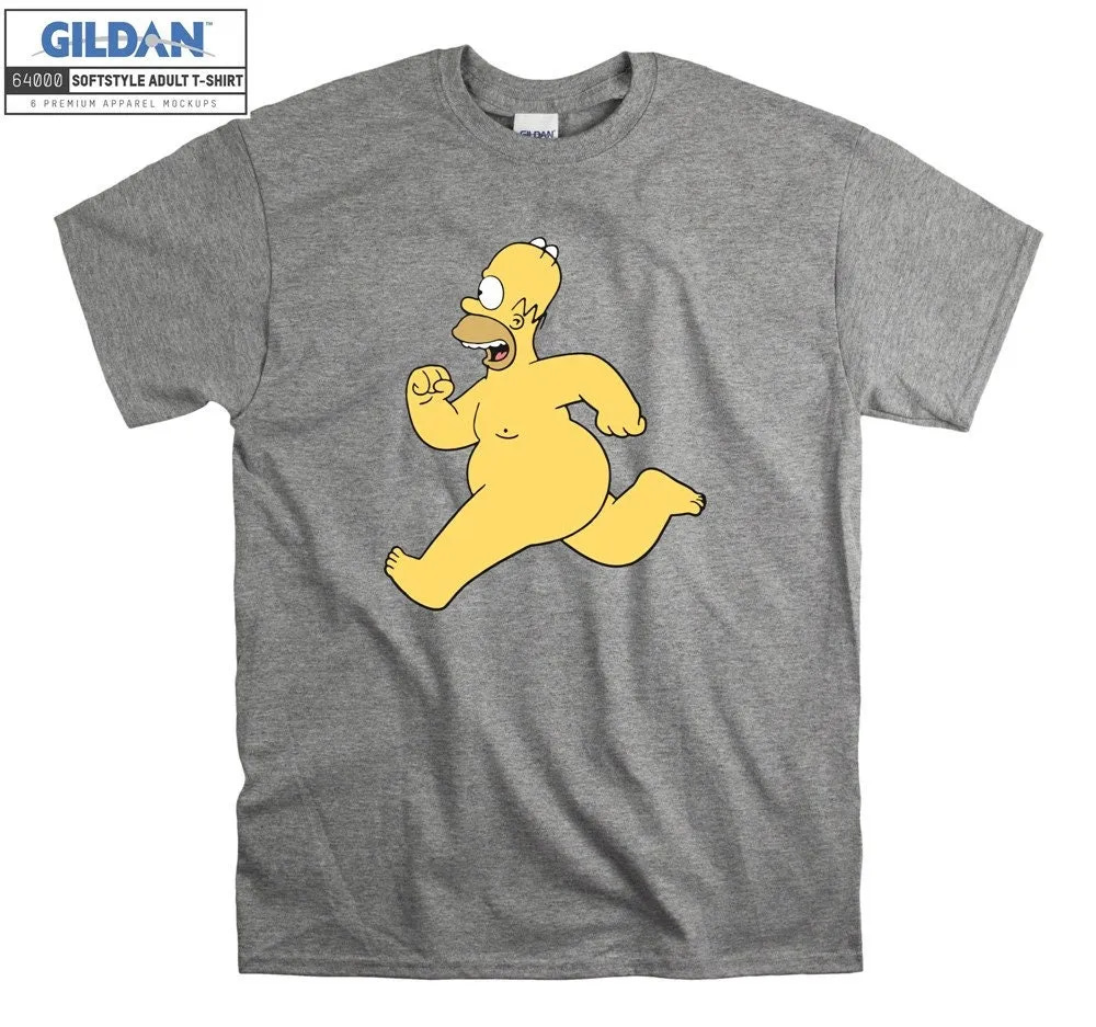 Inktee Store - The Simpsons Homer Simpson Naked Running T-Shirt Image