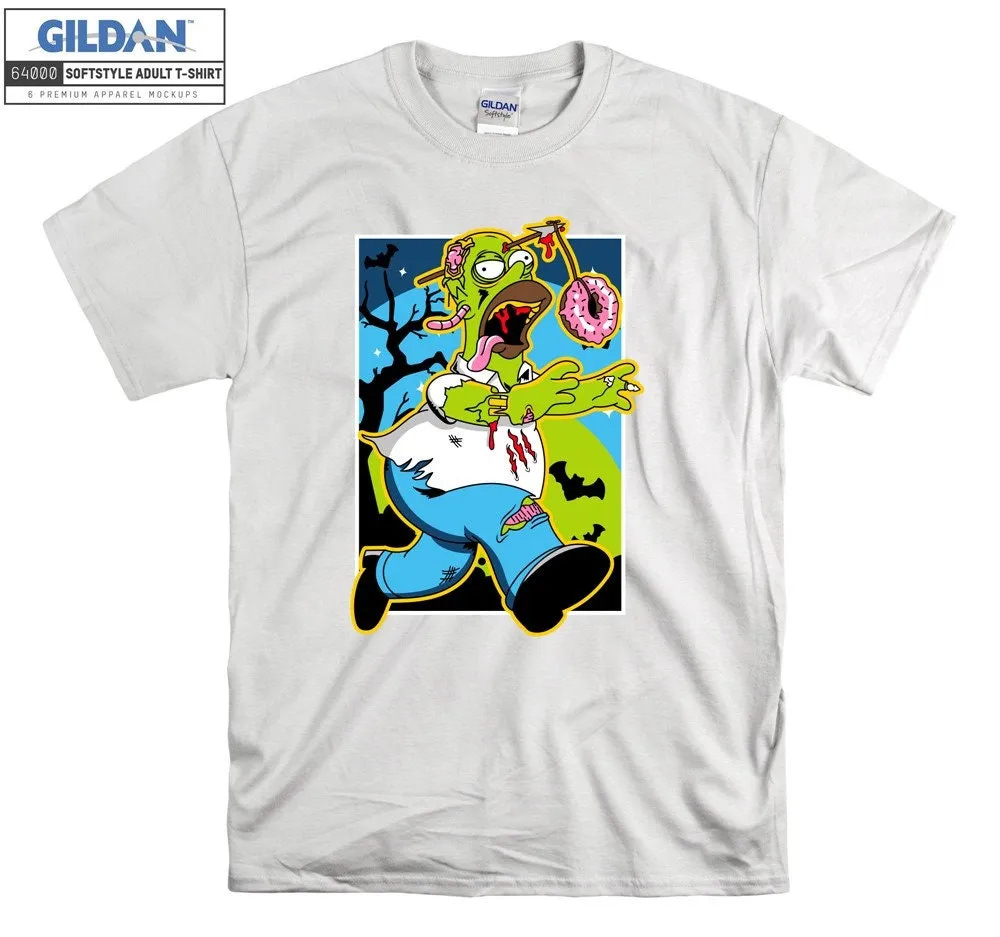 Inktee Store - The Simpsons Homer Simpson Zombie Donut Cartoon T-Shirt Image