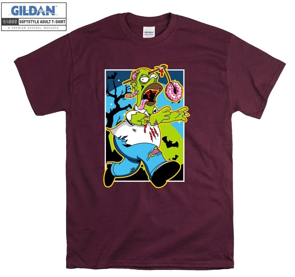 Inktee Store - The Simpsons Homer Simpson Zombie Donut Cartoon T-Shirt Image