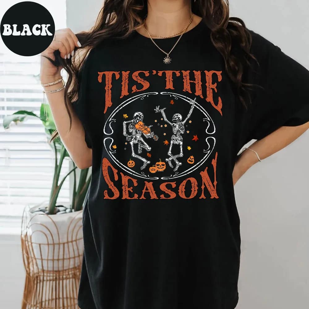 Inktee Store - Tis The Season Shirt - It? Fall Y?Ll Shirt - Pumpkin Sweatshirt - Spooky Season Tee - Stay Spooky Gifts For Fall Lovers - Dancing Skeleton Shirt Image