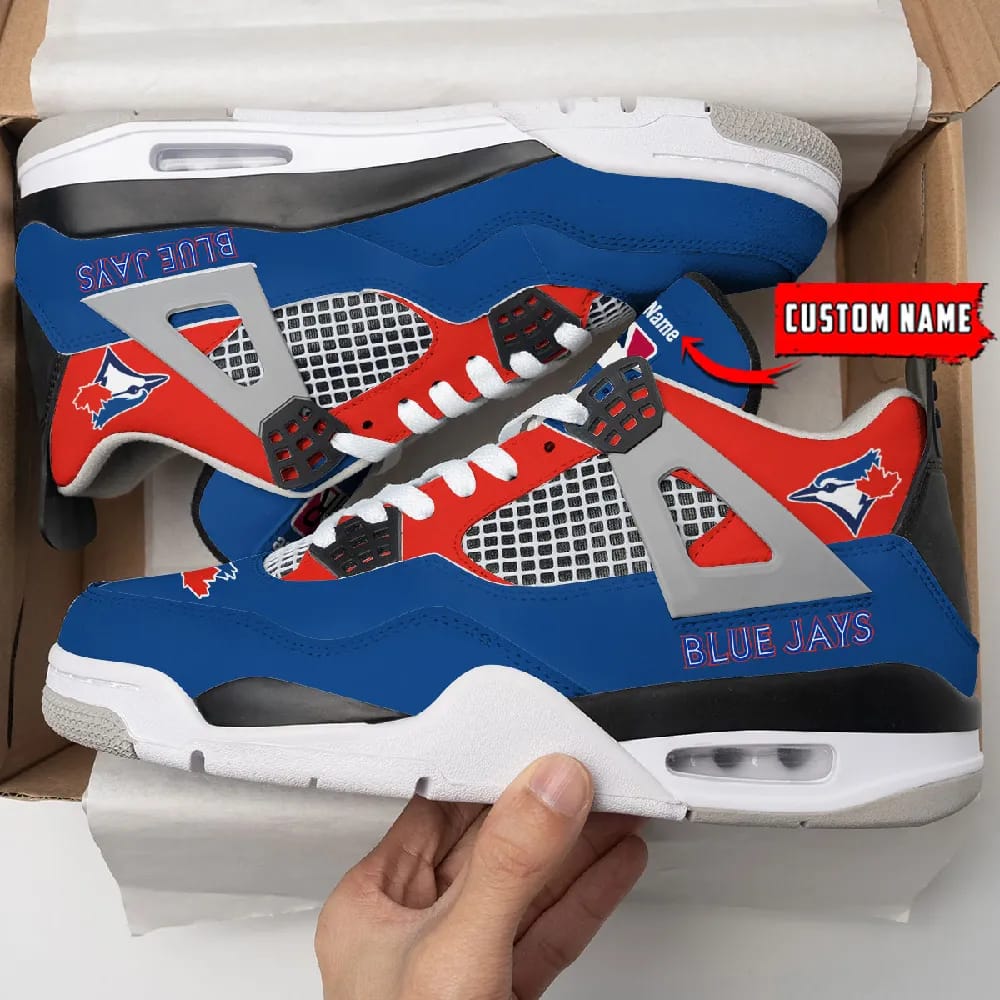 Inktee Store - Toronto Blue Jays Personalized Air Jordan 4 Sneaker Image