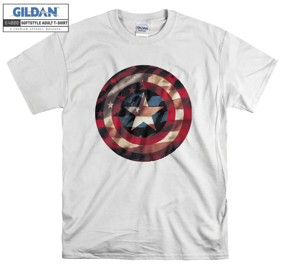Inktee Store - Vintage Captain Marvel Superhero Shield T-Shirt Image