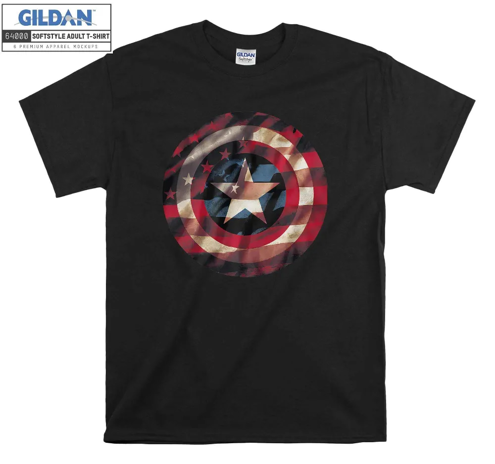Inktee Store - Vintage Captain Marvel Superhero Shield T-Shirt Image