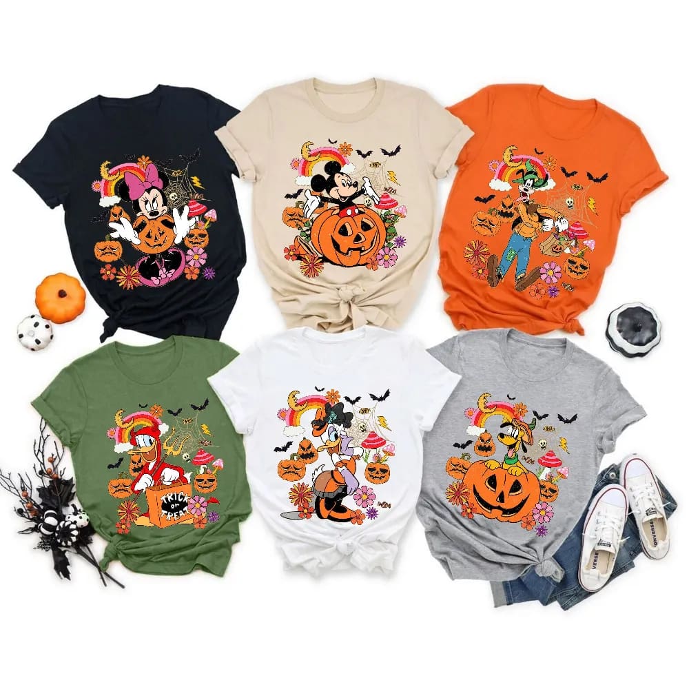 Inktee Store - Vintage Disney Mickey And Friends Halloween Team Shirt - Disney Halloween Shirt Retro - Wdw Magic Kingdom Shirt - Halloween Matching Shirt Image