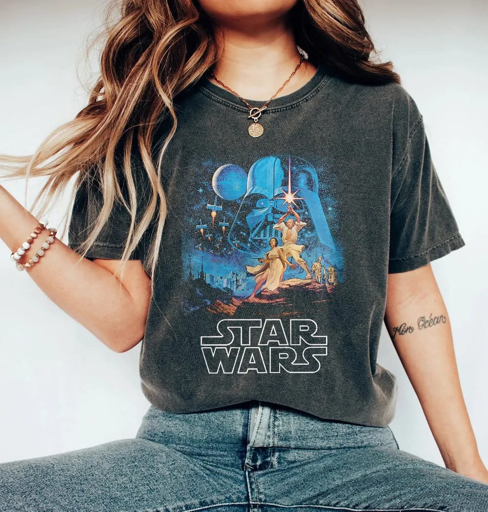 Inktee Store - Vintage Disney Star Wars Shirt - Retro Star Wars Comfort Colors Shirt - Star Wars A New Hope Faded - Disneyworld Shirts - Disney Family Shirts Image