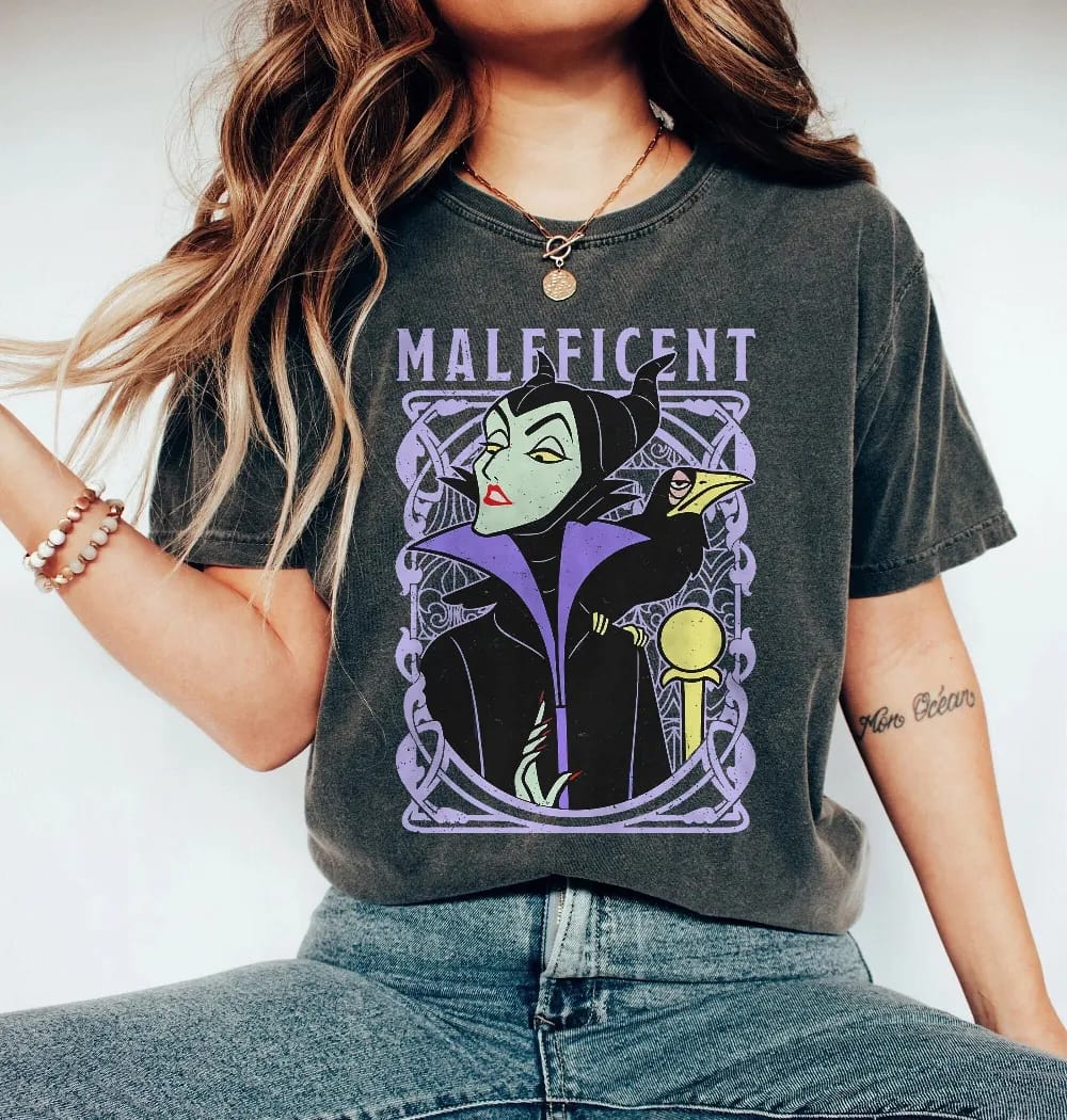 Inktee Store - Vintage Disney Villains Sleeping Beauty Maleficent Old School Poster Shirt - Disney Maleficent Comfort Colors Shirt - Disney Villains Shirt Image