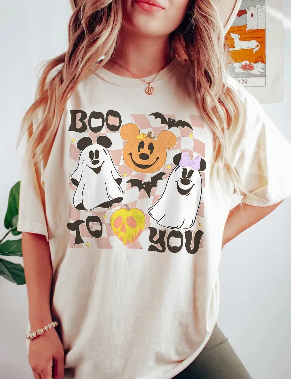 Inktee Store - Vintage Halloween Mickey And Minni Ecomfort Colors Shirt - Disney Mickey And Friends Shirt - Boo Ghost Halloween Shirt - Disney Family Vacation Image