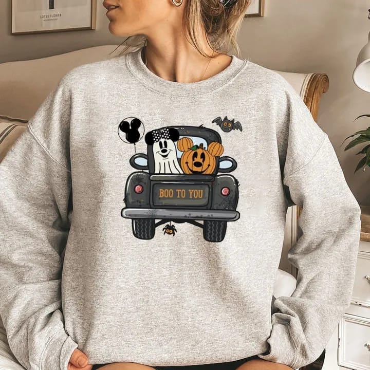 Inktee Store - Vintage Mickey Boo Sweatshirt - Halloween Sweatshirt - Mickey Pumpkin Shirt - Halloween Disney Shirt - Disney Boo Shirt - Halloween Gift Image