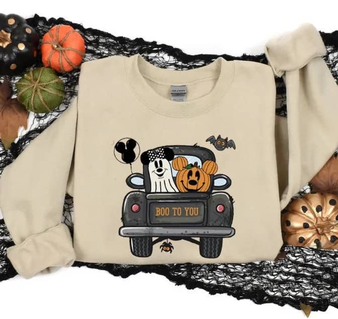 Inktee Store - Vintage Mickey Boo Sweatshirt - Halloween Sweatshirt - Mickey Pumpkin Shirt - Halloween Disney Shirt - Disney Boo Shirt - Halloween Gift Image