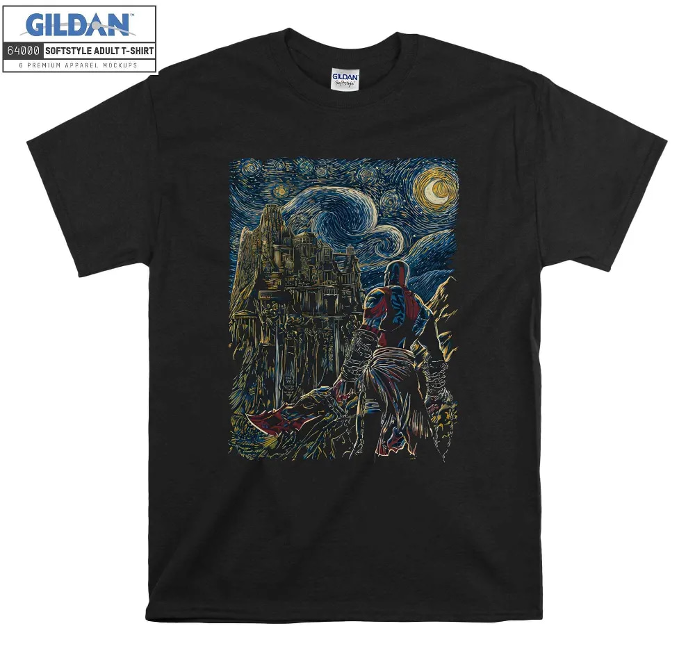 Inktee Store - War God Starry Night Geek T-Shirt Image
