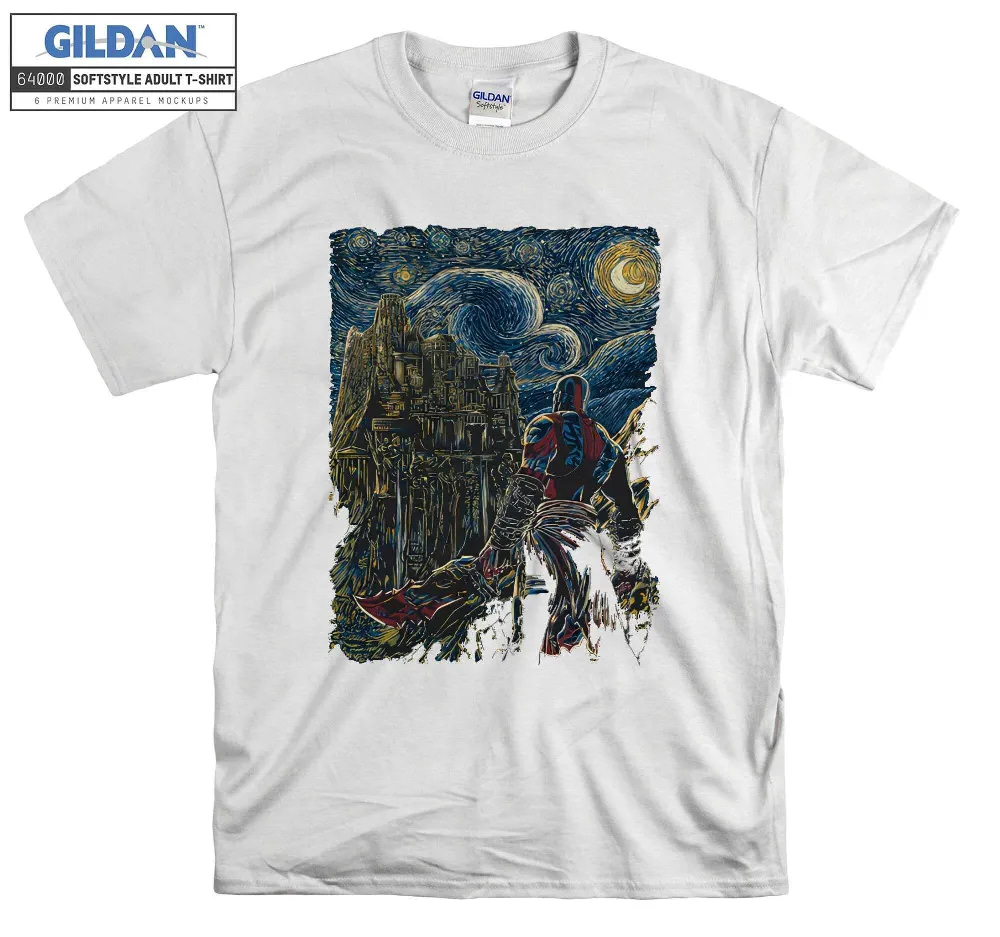 Inktee Store - War God Starry Night Geek T-Shirt Image