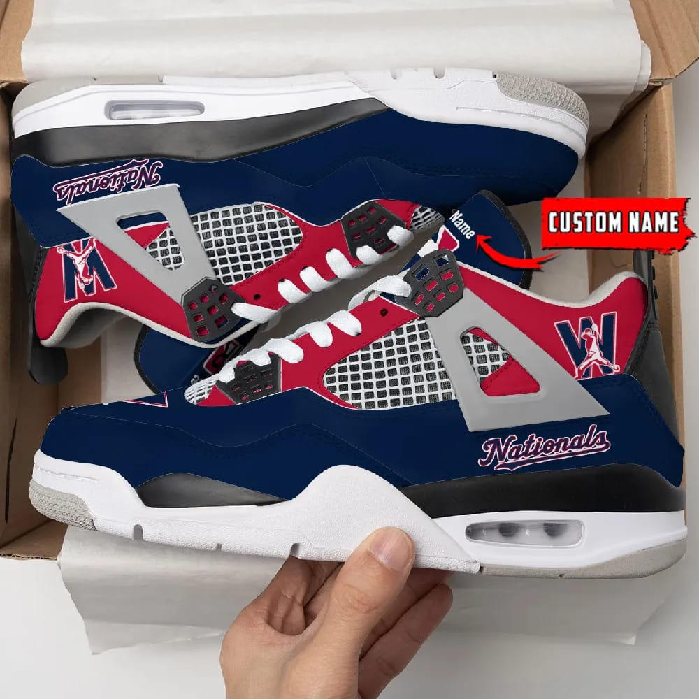 Inktee Store - Washington Nationals Personalized Air Jordan 4 Sneaker Image