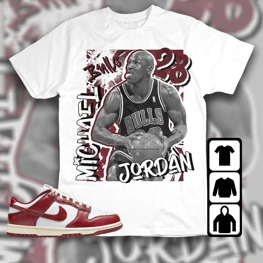 Inktee Store - Dunk Low Team Red Unisex T-Shirt - Mj Graphic - Sneaker Match Tees Image