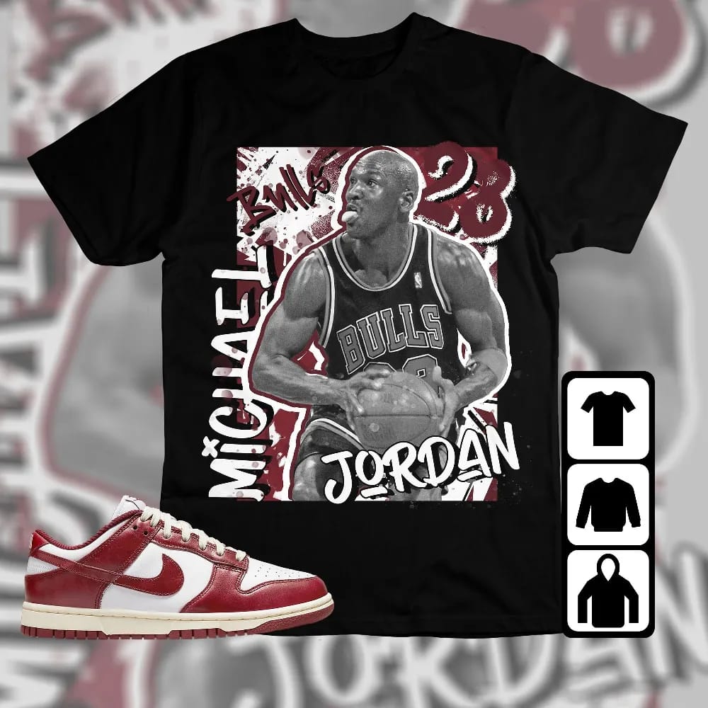 Inktee Store - Dunk Low Team Red Unisex T-Shirt - Mj Graphic - Sneaker Match Tees Image