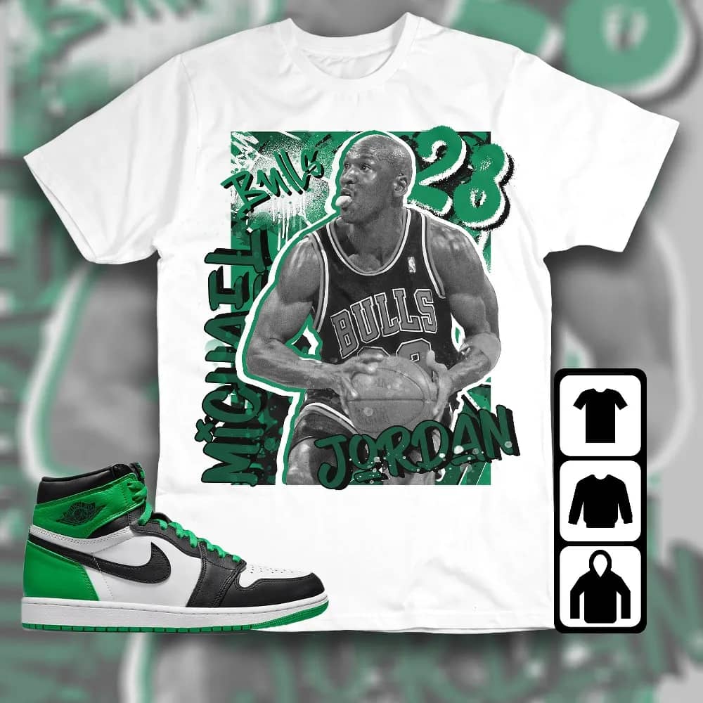 Inktee Store - Jordan 1 Celtic Lucky Green Unisex T-Shirt - Mj Graphic - Sneaker Match Tees Image