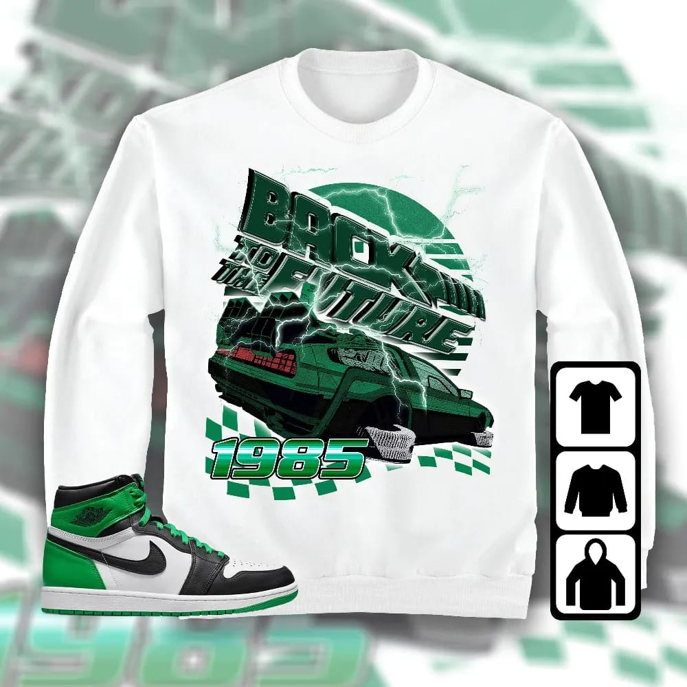 Inktee Store - Jordan 1 Celtic Lucky Green Unisex T-Shirt - The Future Car - Sneaker Match Tees Image