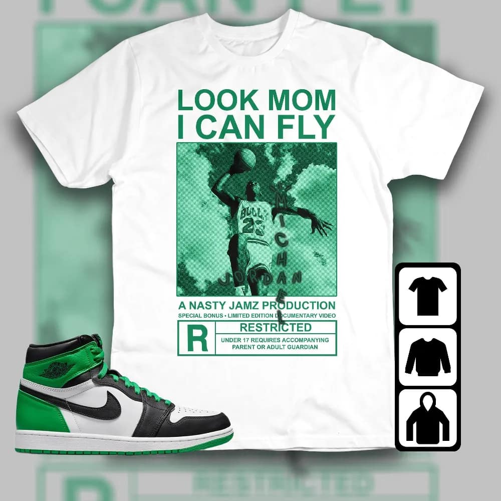Inktee Store - Jordan 1 Celtic Lucky Green Unisex T-Shirt - Mj Can Fly - Sneaker Match Tees Image