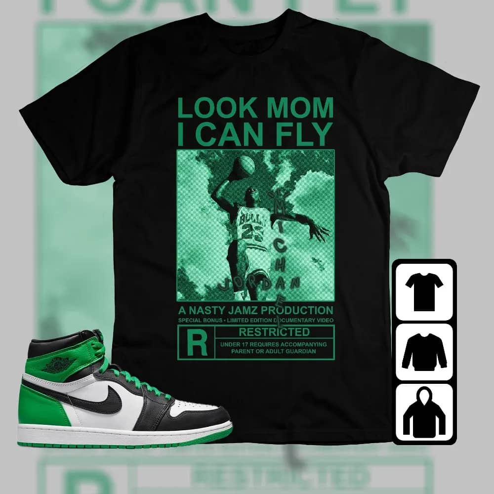 Inktee Store - Jordan 1 Celtic Lucky Green Unisex T-Shirt - Mj Can Fly - Sneaker Match Tees Image