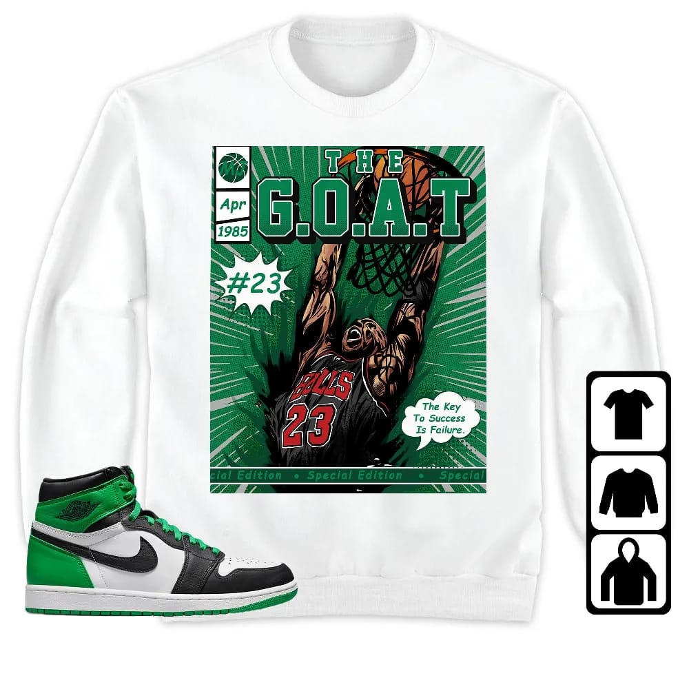Inktee Store - Jordan 1 Celtic Lucky Green Unisex T-Shirt - Mj Comics - Sneaker Match Tees Image