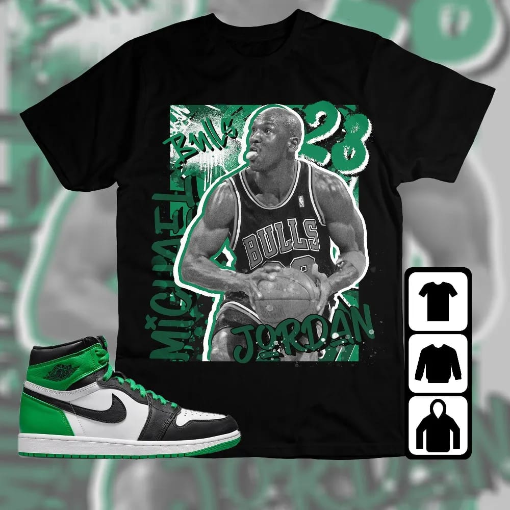 Inktee Store - Jordan 1 Celtic Lucky Green Unisex T-Shirt - Mj Graphic - Sneaker Match Tees Image
