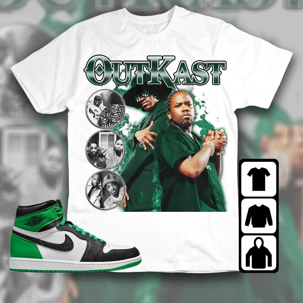 Inktee Store - Jordan 1 Celtic Lucky Green Unisex T-Shirt - Outkast - Sneaker Match Tees Image