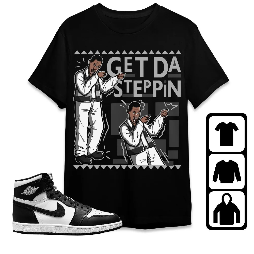 Inktee Store - Jordan 1 High 85 Black White Unisex T-Shirt - Get Da Steppin Martin - Sneaker Match Tees Image