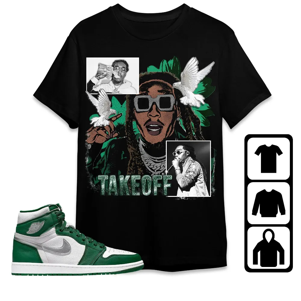 Inktee Store - Jordan 1 High Og Gorge Green Unisex T-Shirt - Takeoff Homage - Sneaker Match Tees Image