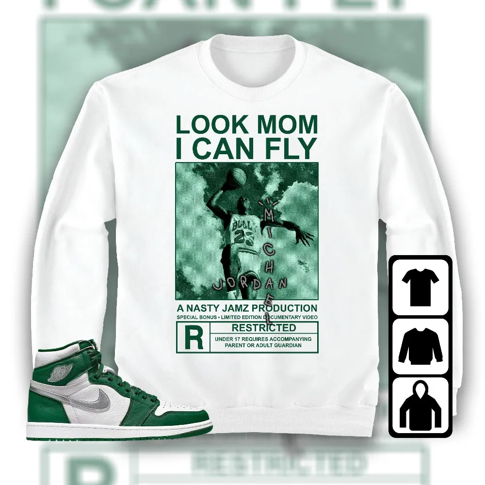Inktee Store - Jordan 1 High Og Gorge Green Unisex T-Shirt - Mj Can Fly - Sneaker Match Tees Image