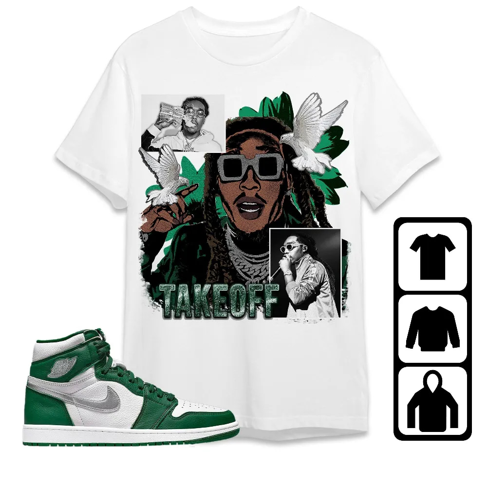 Inktee Store - Jordan 1 High Og Gorge Green Unisex T-Shirt - Takeoff Homage - Sneaker Match Tees Image