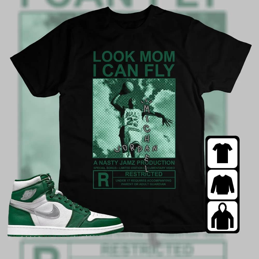 Inktee Store - Jordan 1 High Og Gorge Green Unisex T-Shirt - Mj Can Fly - Sneaker Match Tees Image