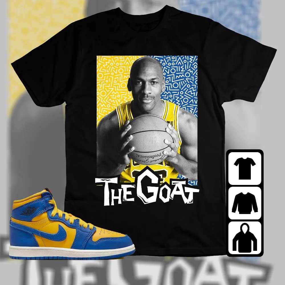 Inktee Store - Jordan 1 High Og Laney Unisex T-Shirt - The Goat Doodle - Sneaker Match Tees Image