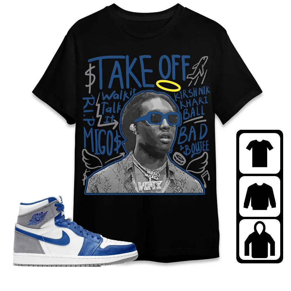 Inktee Store - Jordan 1 High Og True Blue Unisex T-Shirt - Take Off - Sneaker Match Tees Image