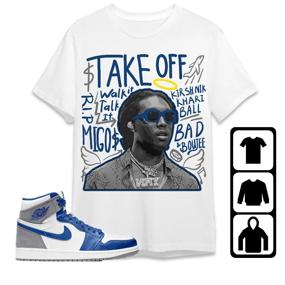 Inktee Store - Jordan 1 High Og True Blue Unisex T-Shirt - Take Off - Sneaker Match Tees Image