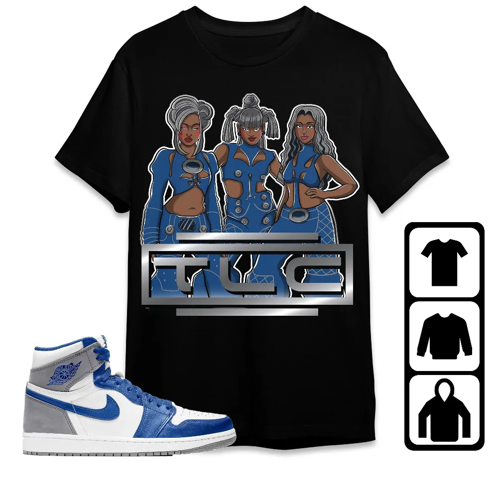 Inktee Store - Jordan 1 High Og True Blue Unisex T-Shirt - Tlc No Scrubs - Sneaker Match Tees Image