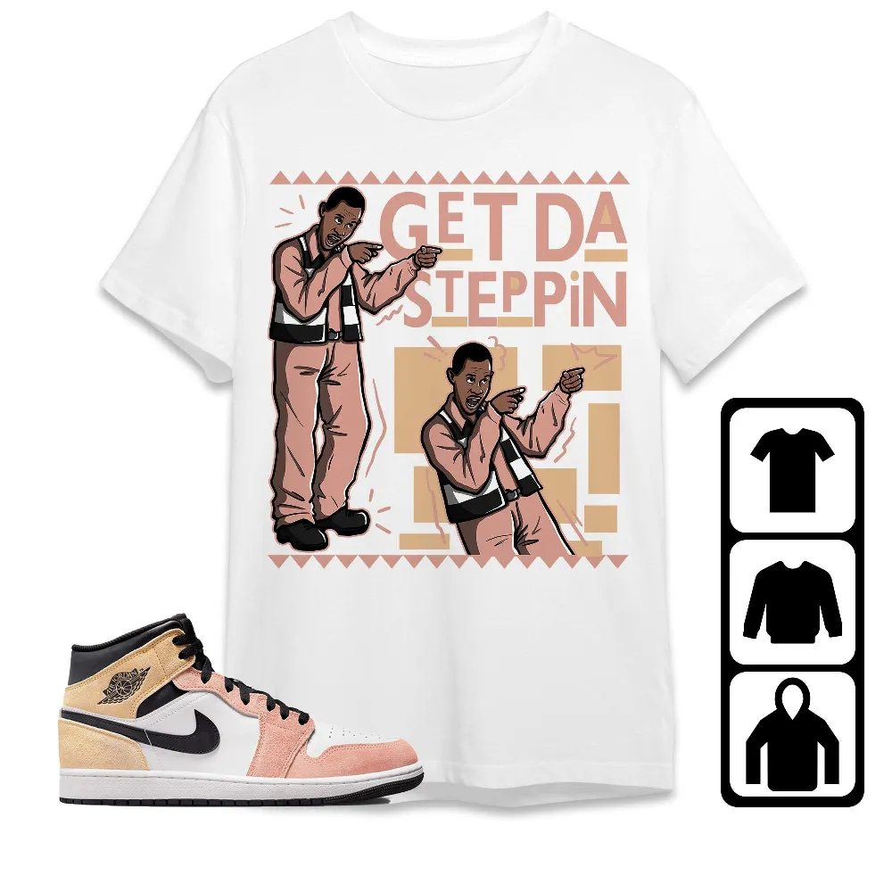 Inktee Store - Jordan 1 Mid Magic Ember Unisex T-Shirt - Get Da Steppin Martin - Sneaker Match Tees Image