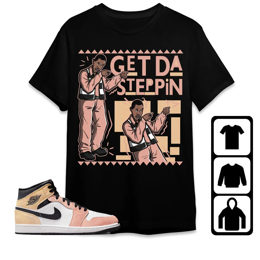 Inktee Store - Jordan 1 Mid Magic Ember Unisex T-Shirt - Get Da Steppin Martin - Sneaker Match Tees Image