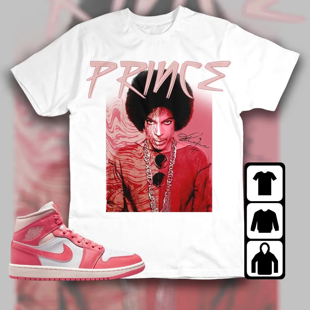 Inktee Store - Jordan 1 Mid Strawberries And Cream Unisex T-Shirt - Prince Signature - Sneaker Match Tees Image