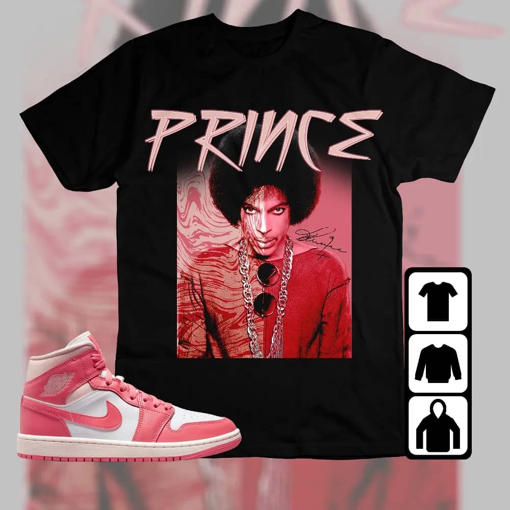 Inktee Store - Jordan 1 Mid Strawberries And Cream Unisex T-Shirt - Prince Signature - Sneaker Match Tees Image