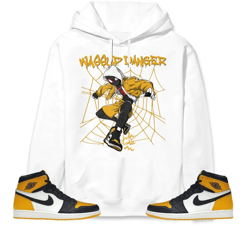 Inktee Store - Jordan 1 Retro High Og Yellow Toe Unisex Sweatshirt - Wassup Danger Spider Man - Sneaker Match Tees Image
