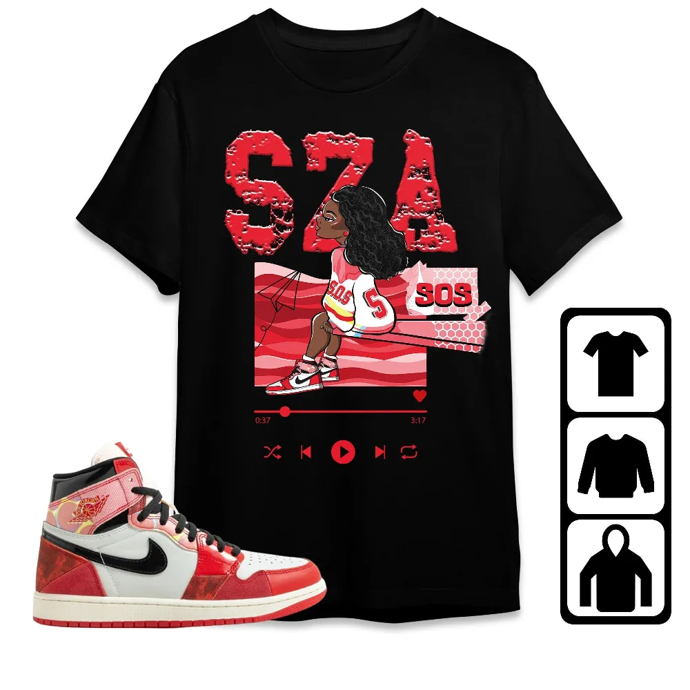 Inktee Store - Jordan 1 Spiderman Across The Spider-Verse Unisex T-Shirt - Sza Sos - Sneaker Match Tees Image