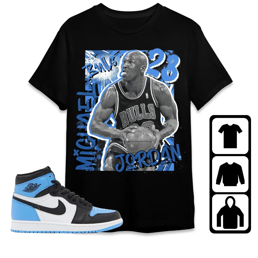 Inktee Store - Jordan 1 University Blue Toe Unisex T-Shirt - Mj Graphic - Sneaker Match Tees Image