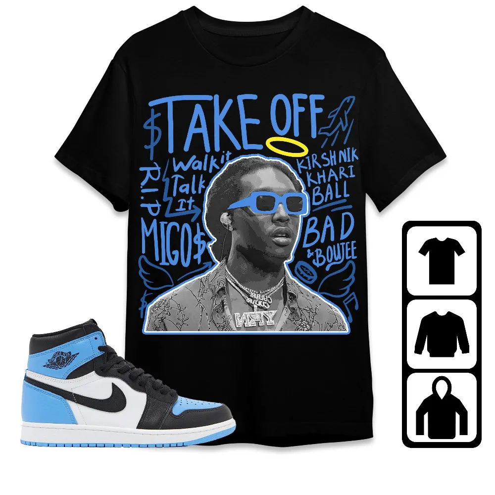 Inktee Store - Jordan 1 University Blue Toe Unisex T-Shirt - Take Off - Sneaker Match Tees Image