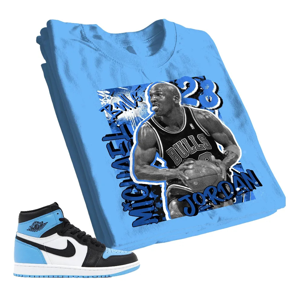 Inktee Store - Jordan 1 University Blue Toe Unisex Color T-Shirt - Mj Graphic - Sneaker Match Tees - Light Blue Image