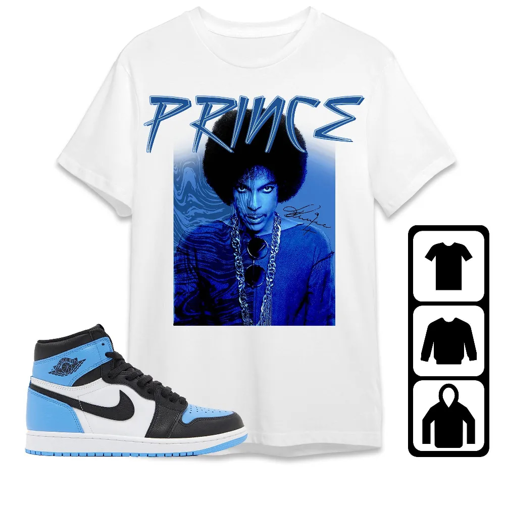 Inktee Store - Jordan 1 University Blue Toe Unisex T-Shirt - Prince Signature - Sneaker Match Tees Image