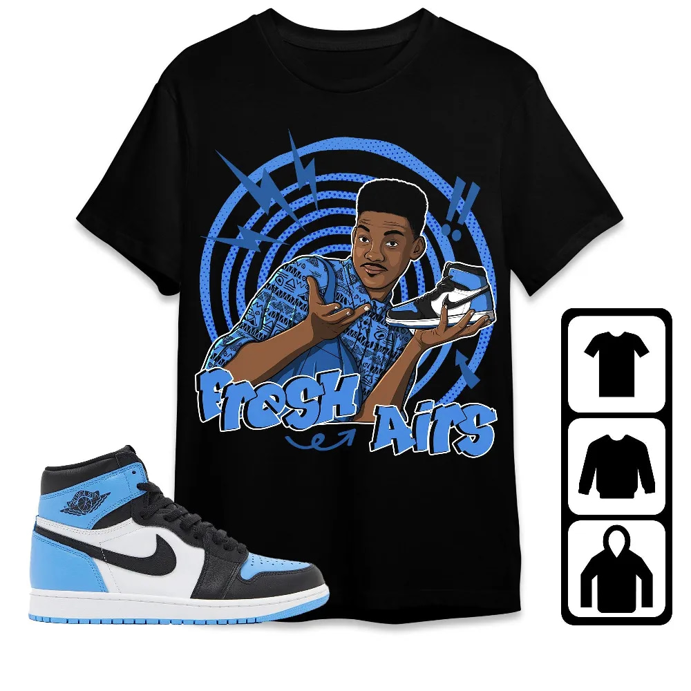 Inktee Store - Jordan 1 University Blue Toe Unisex T-Shirt - Fresh Prince Sneaker - Sneaker Match Tees Image