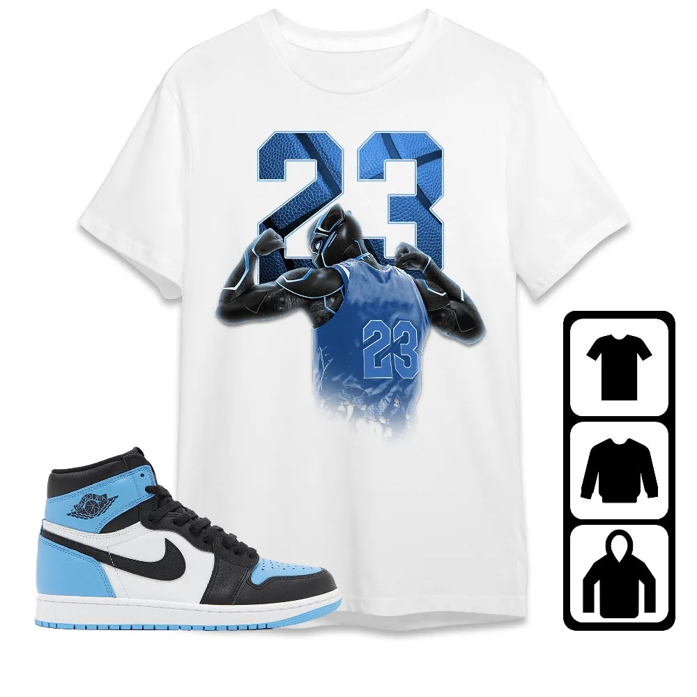 Inktee Store - Jordan 1 University Blue Toe Unisex T-Shirt - Number 23 Panther - Sneaker Match Tees Image