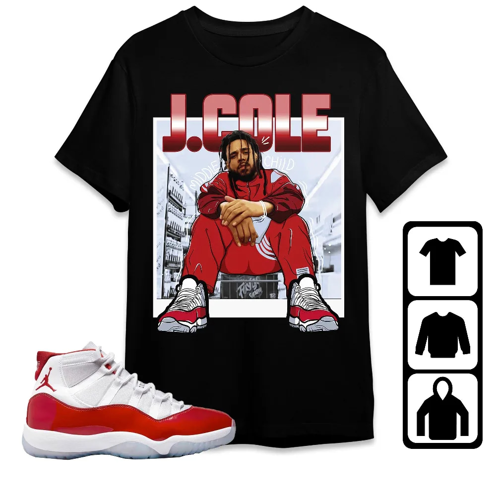 Inktee Store - Jordan 11 Cherry Unisex T-Shirt - Jaycole Middle Child - Sneaker Match Tees Image